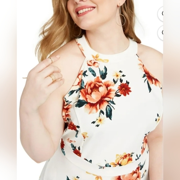 ALMOST FAMOUS Womens Ivory Floral Knee Length Fit + Flare Dress  Size: Small - Picture 10 of 10